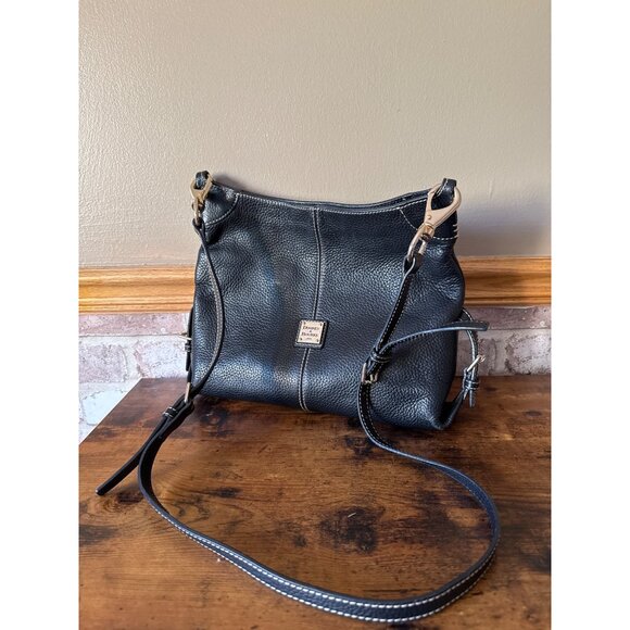 Dooney & Bourke Black Pebble Leather Crossbody Bag With Adjustable Strap - Picture 2 of 16